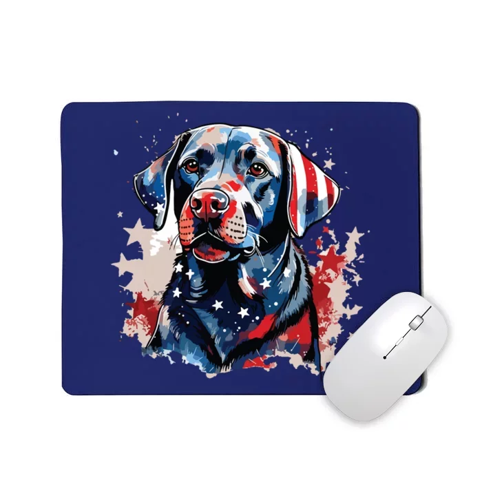 Patriotic Labrador Retriever Dog American Flag Mousepad