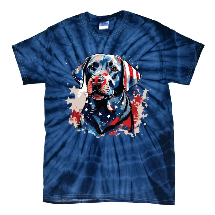 Patriotic Labrador Retriever Dog American Flag Tie-Dye T-Shirt