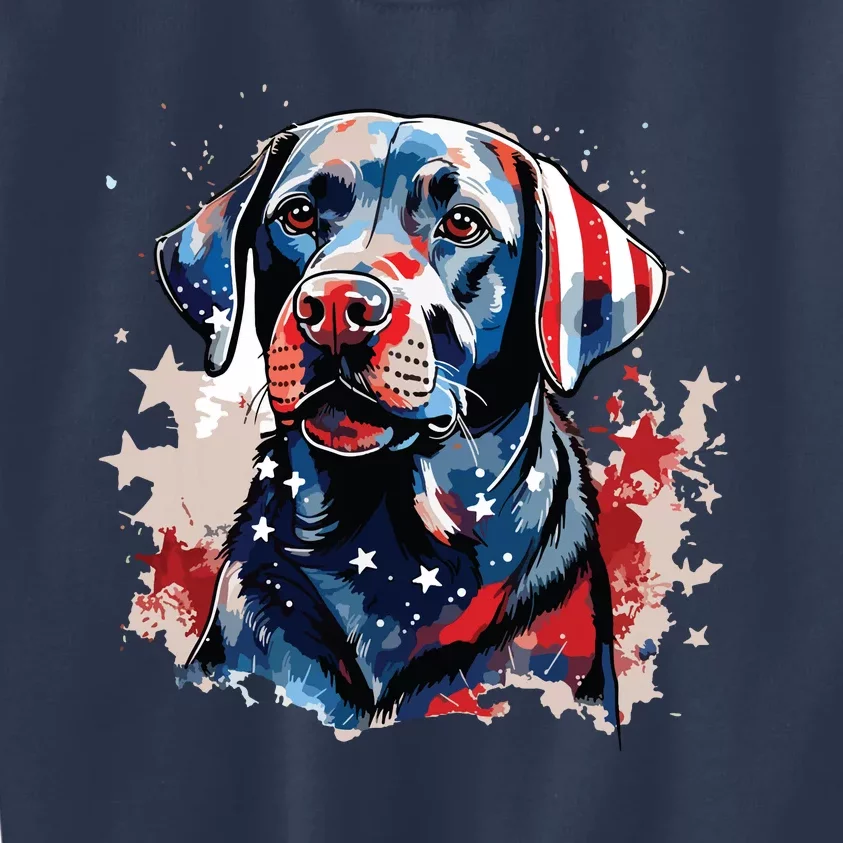 Patriotic Labrador Retriever Dog American Flag Kids Sweatshirt