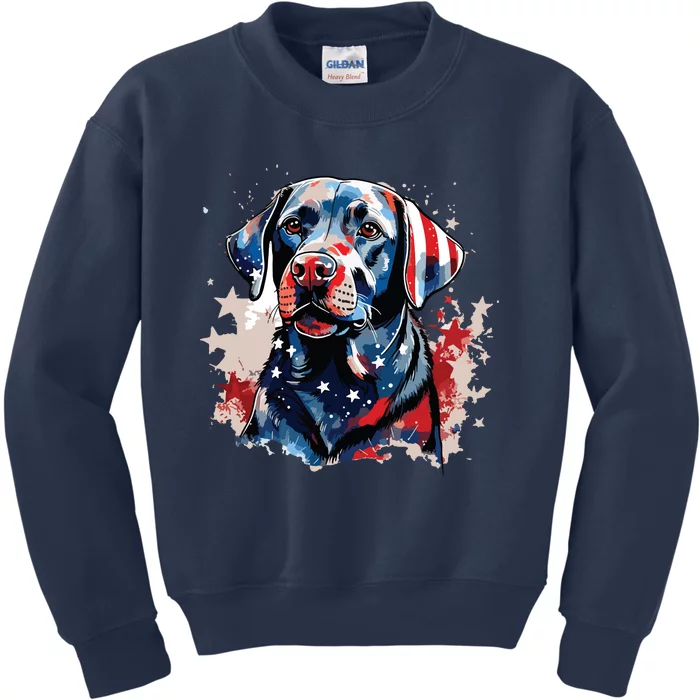 Patriotic Labrador Retriever Dog American Flag Kids Sweatshirt