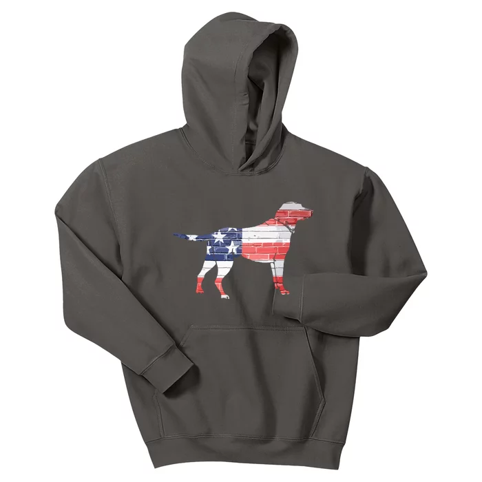 Patriotic Labrador Retriever Wearing USA Flag Lab Puppy Dog Kids Hoodie