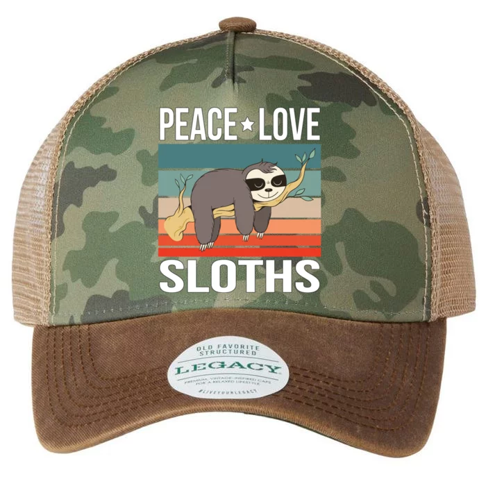 Peace Love Sloths Quote Retro Animal Vintage Gift Legacy Tie Dye Trucker Hat