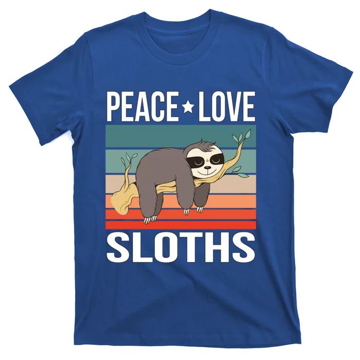 Peace Love Sloths Quote Retro Animal Vintage Gift T-Shirt