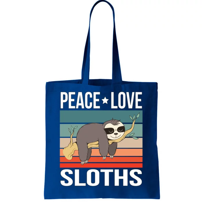 Peace Love Sloths Quote Retro Animal Vintage Gift Tote Bag