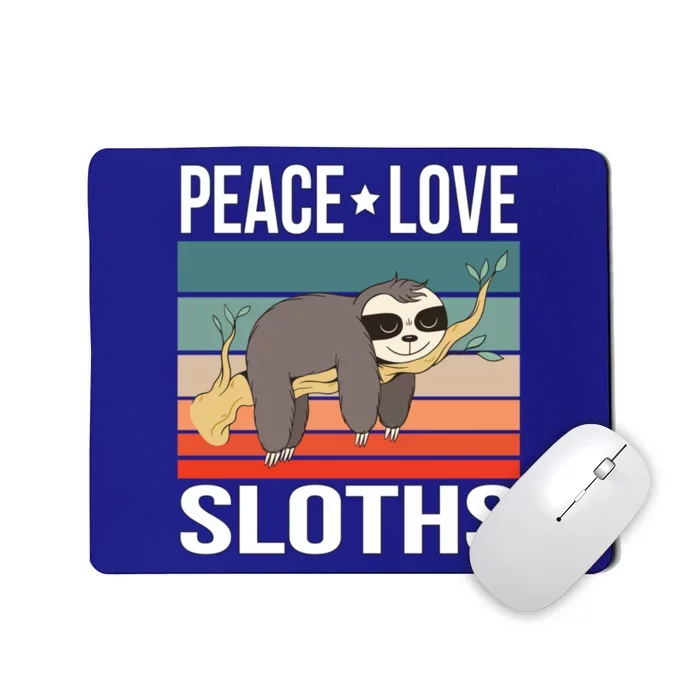 Peace Love Sloths Quote Retro Animal Vintage Gift Mousepad