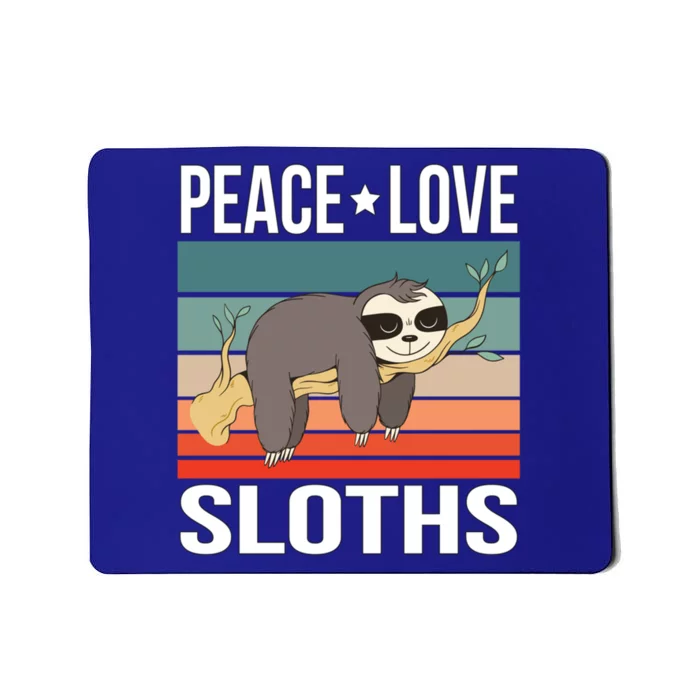 Peace Love Sloths Quote Retro Animal Vintage Gift Mousepad