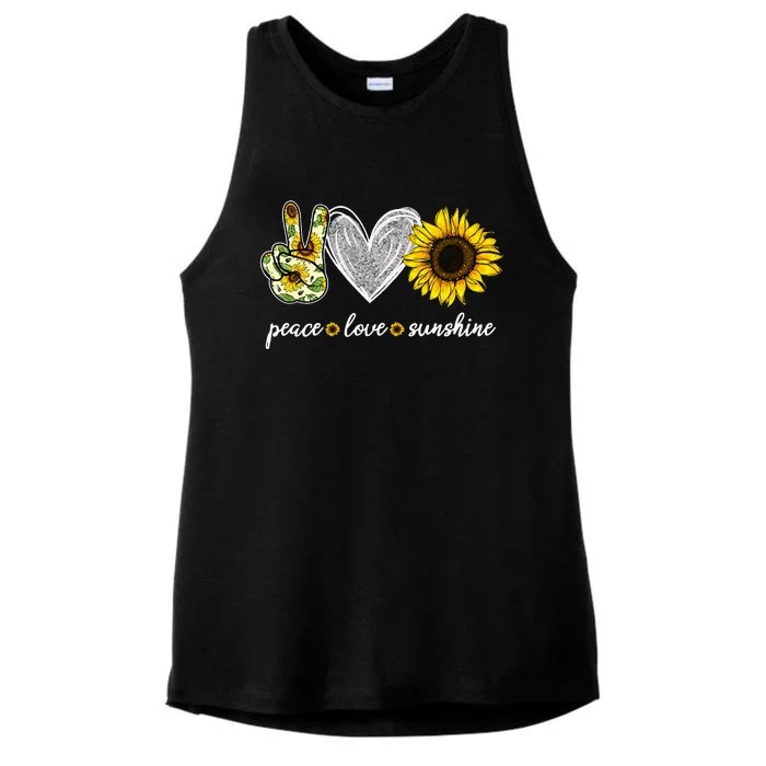 Peace Love Sunshine Sunflower Hippie Sunflower Lover Gifts Ladies Tri-Blend Wicking Tank