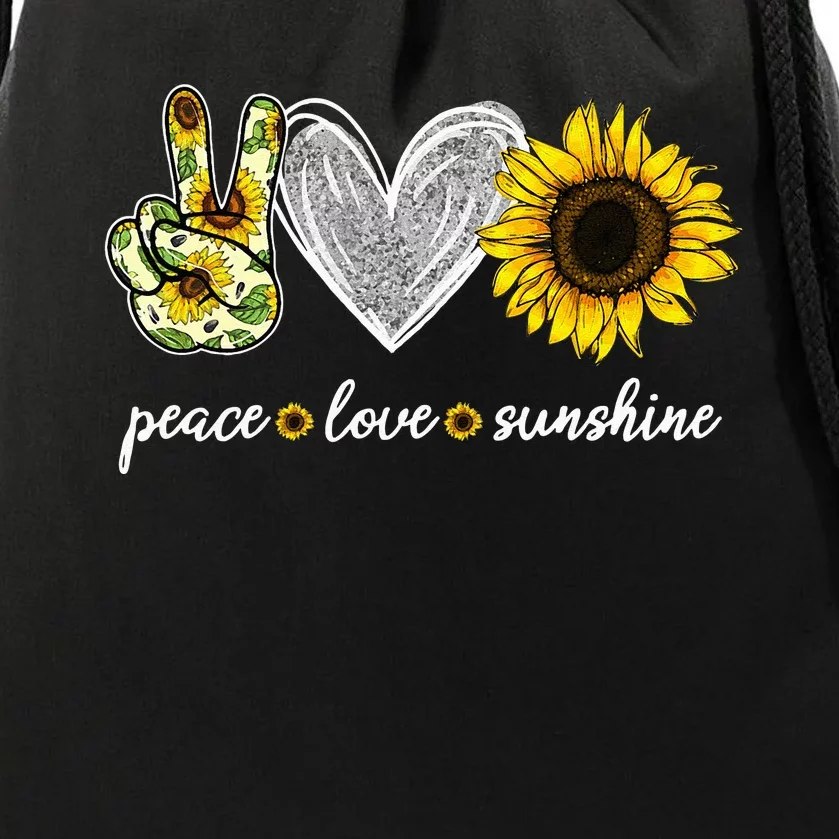 Peace Love Sunshine Sunflower Hippie Sunflower Lover Gifts Drawstring Bag