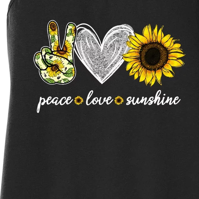 Peace Love Sunshine Sunflower Hippie Sunflower Lover Gifts Women's Racerback Tank