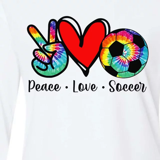 Peace Love Soccer Tie Dye Design Womens Cotton Relaxed Long Sleeve T-Shirt