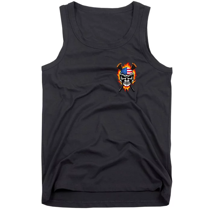 Patriotic Lacrosse Skull Front & Back Tank Top