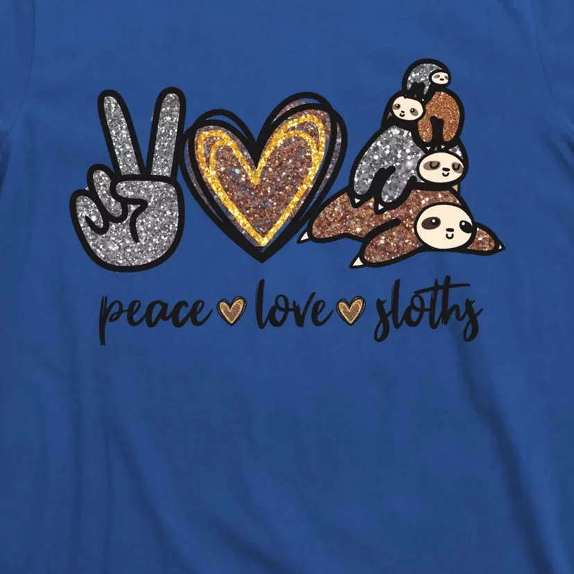 Peace Love Sloths Sign Leopard Graphic Funny Gift T-Shirt