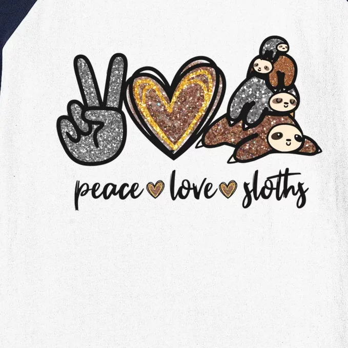 Peace Love Sloths Sign Leopard Graphic Funny Gift Baseball Sleeve Shirt