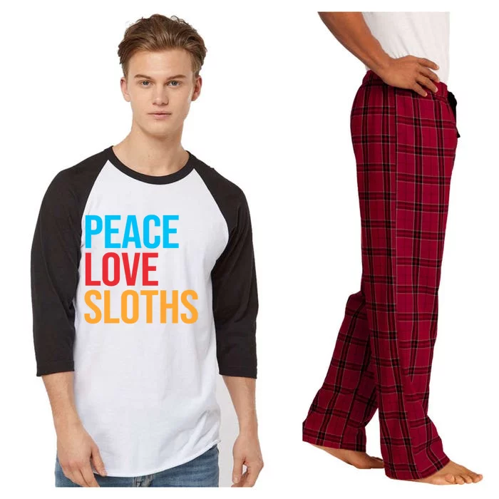 Peace Love Sloths Cute Gift Raglan Sleeve Pajama Set