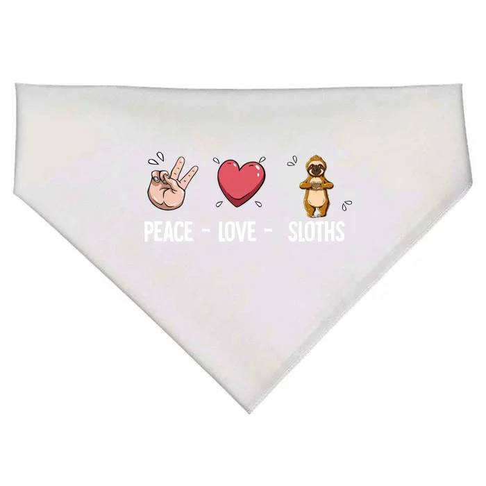 Peace Love Sloths Cute Gift USA-Made Doggie Bandana