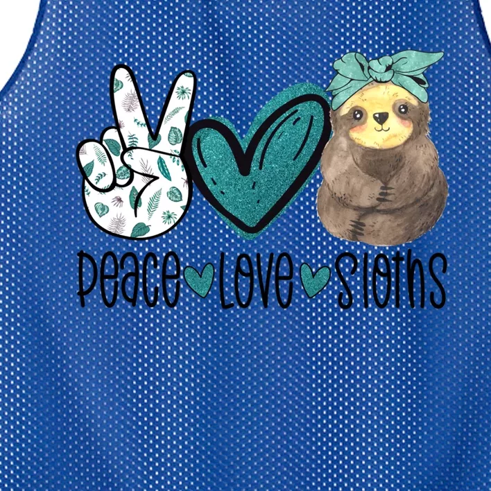 Peace Love Sloths Tropical Bandana Sloth Lover Gift Hippie Great Gift Mesh Reversible Basketball Jersey Tank