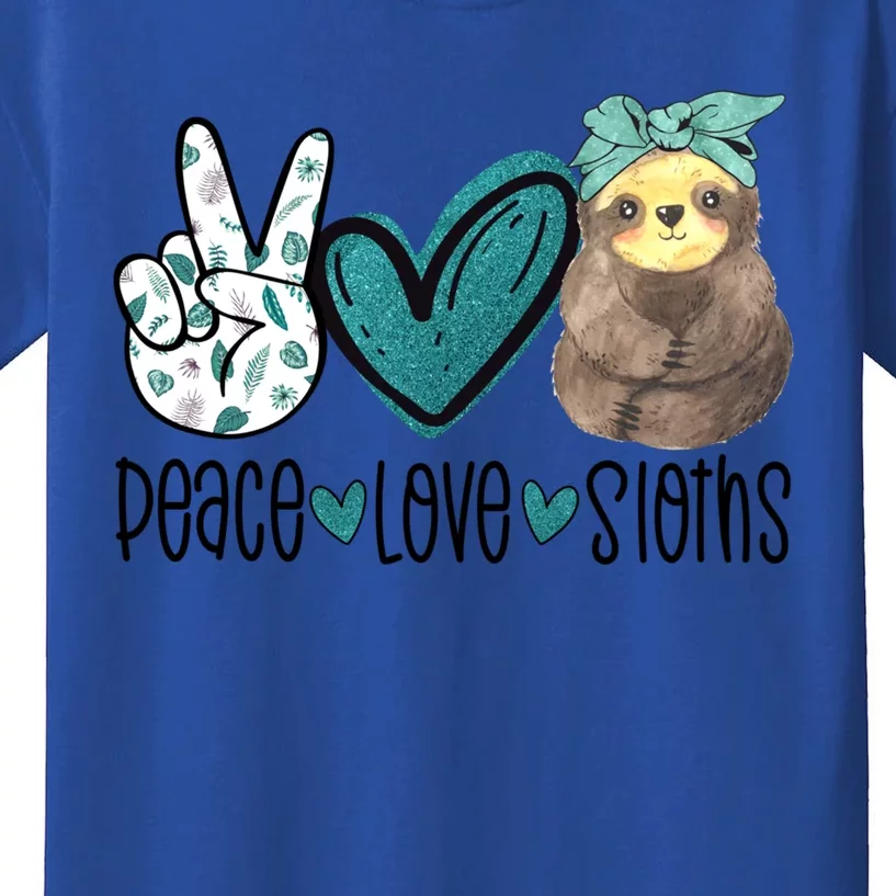 Peace Love Sloths Tropical Bandana Sloth Lover Gift Hippie Great Gift Kids T-Shirt