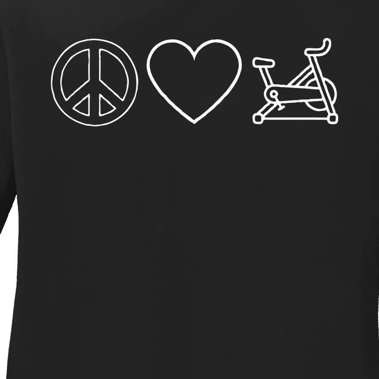 Peace Love Spin Heart Funny Spin Class Spinning Cycling Gym Ladies Long Sleeve Shirt