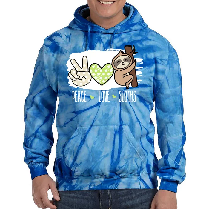 Peace Love Sloths Tropical Sloth Lover Hippie Gift Tie Dye Hoodie