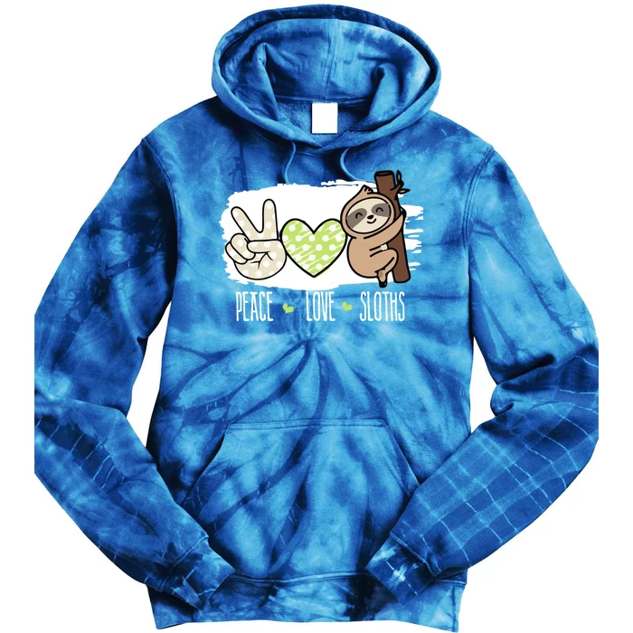 Peace Love Sloths Tropical Sloth Lover Hippie Gift Tie Dye Hoodie