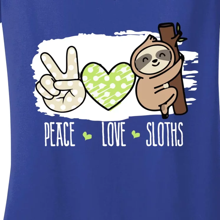 Peace Love Sloths Tropical Sloth Lover Hippie Gift Women's V-Neck T-Shirt