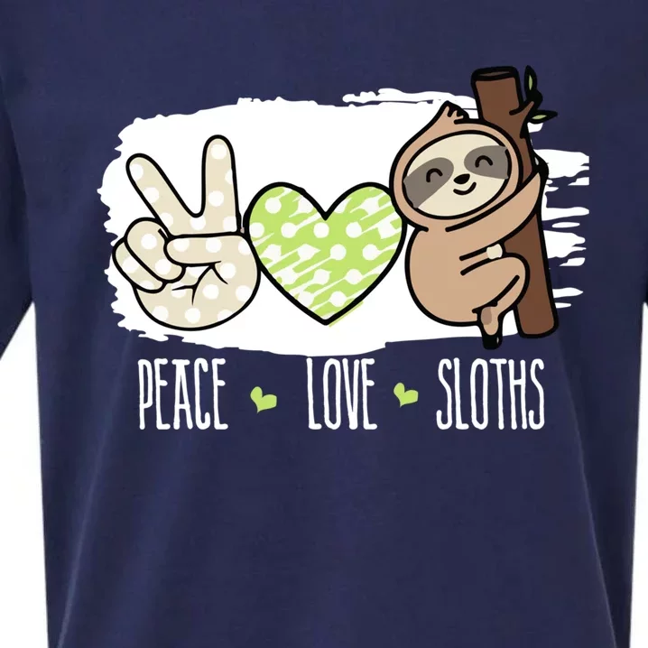 Peace Love Sloths Tropical Sloth Lover Hippie Gift Sueded Cloud Jersey T-Shirt