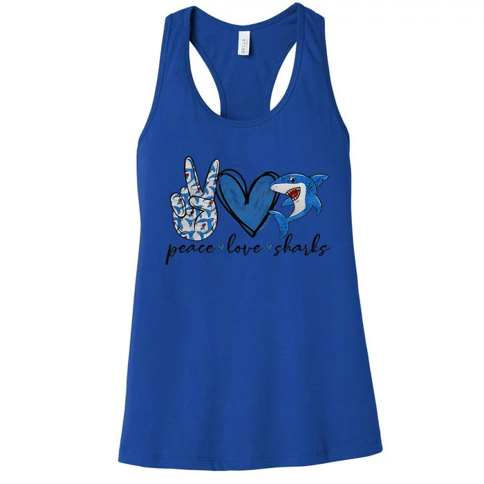 Peace Love Shark Women's Racerback Tank