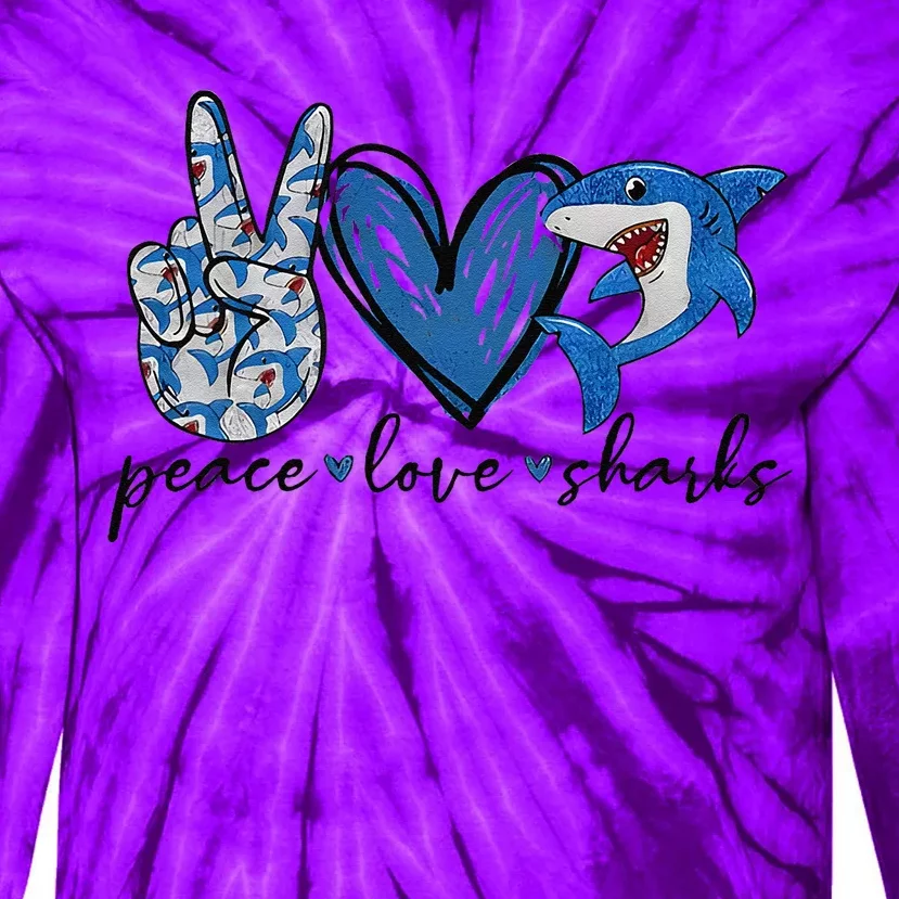 Peace Love Shark Tie-Dye Long Sleeve Shirt