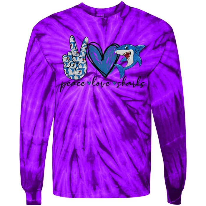 Peace Love Shark Tie-Dye Long Sleeve Shirt