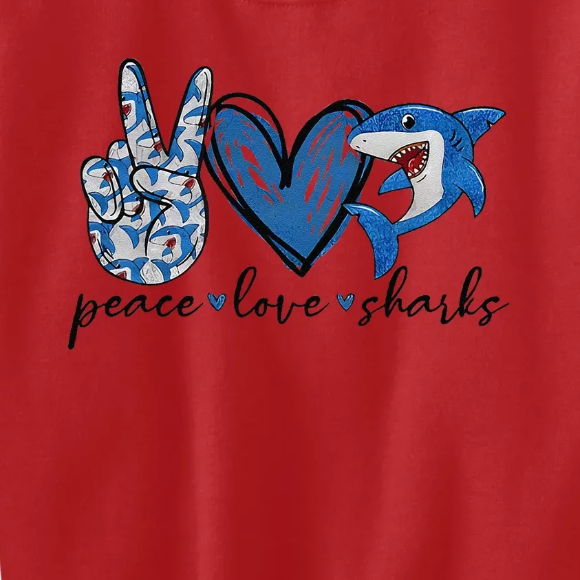 Peace Love Shark Kids Sweatshirt