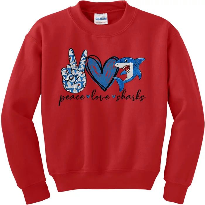 Peace Love Shark Kids Sweatshirt