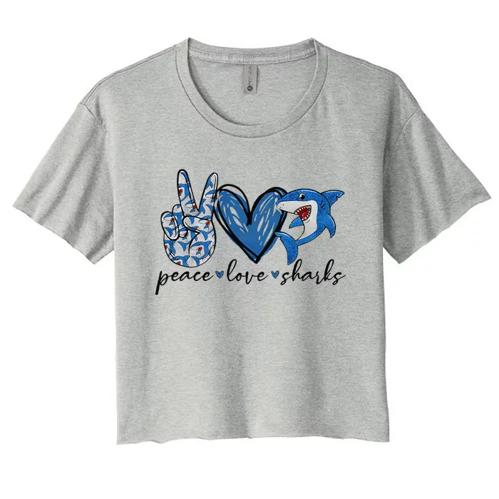 Peace Love Shark Women's Crop Top Tee