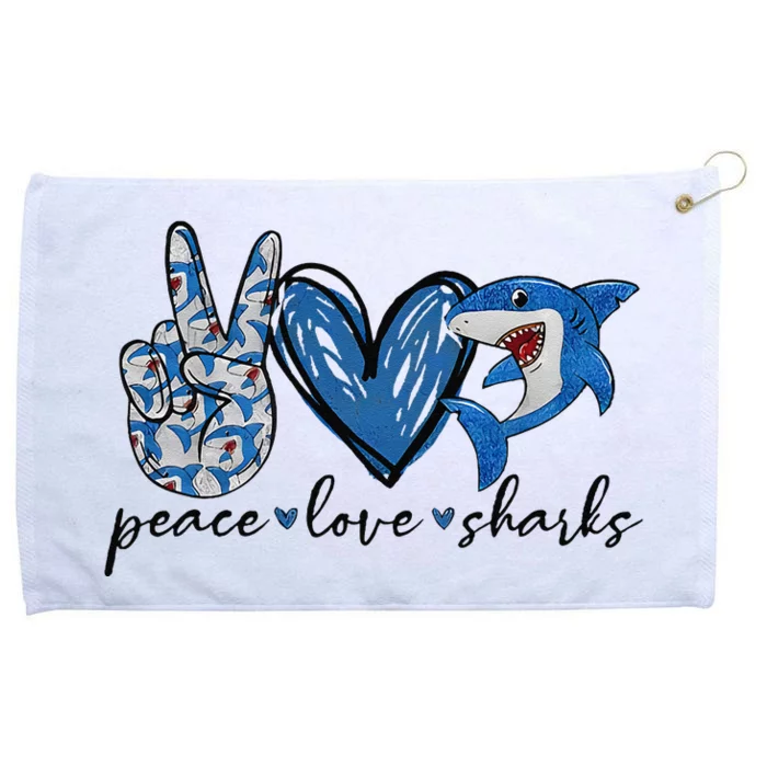 Peace Love Shark Grommeted Golf Towel