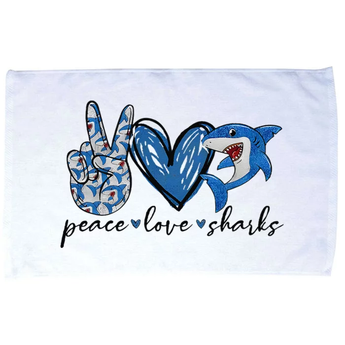 Peace Love Shark Microfiber Hand Towel