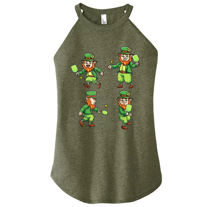 Pickleball Leprechauns St Patrick's Day Pickleball Player Women’s Perfect Tri Rocker Tank