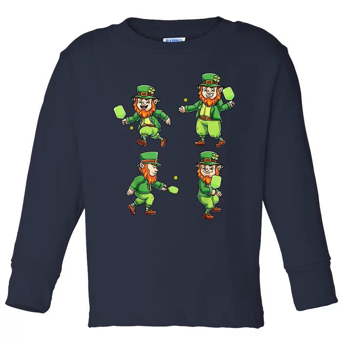 Pickleball Leprechauns St Patrick's Day Pickleball Player Toddler Long Sleeve Shirt