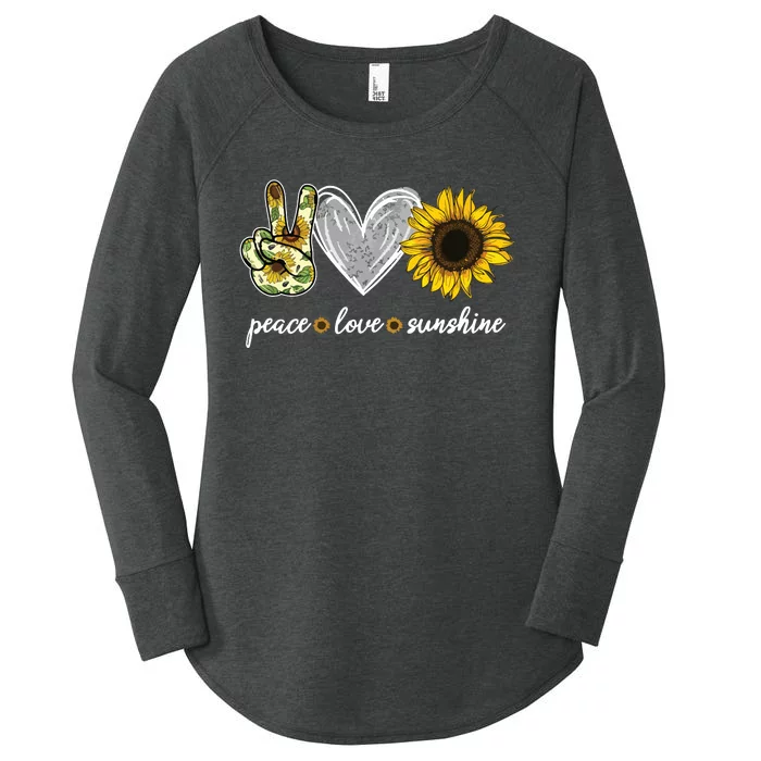 Peace Love Sunshine Sunflower Hippie Sunflower Lover Gifts Women's Perfect Tri Tunic Long Sleeve Shirt