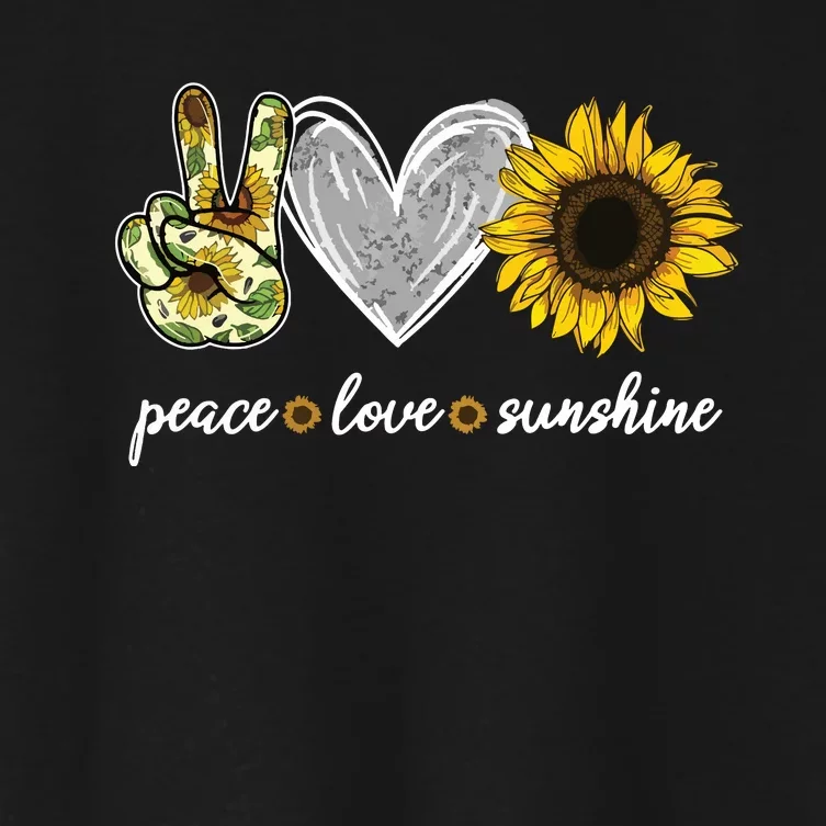 Peace Love Sunshine Sunflower Hippie Sunflower Lover Gifts Women's Crop Top Tee