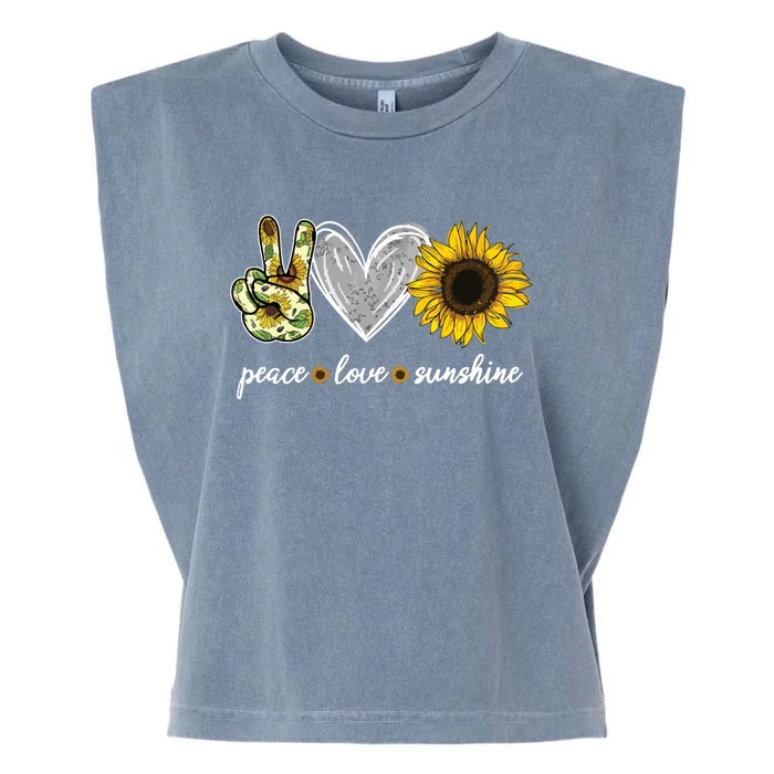 Peace Love Sunshine Sunflower Hippie Sunflower Lover Gifts Garment-Dyed Women's Muscle Tee