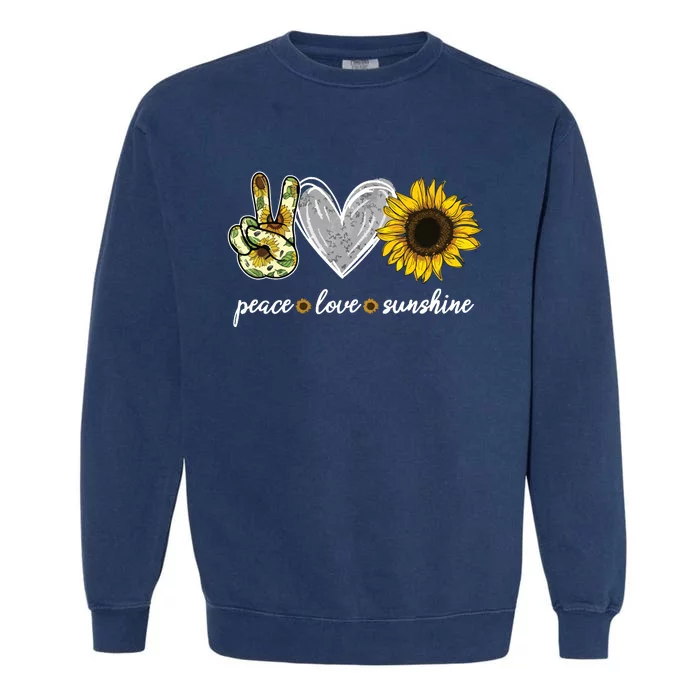 Peace Love Sunshine Sunflower Hippie Sunflower Lover Gifts Garment-Dyed Sweatshirt