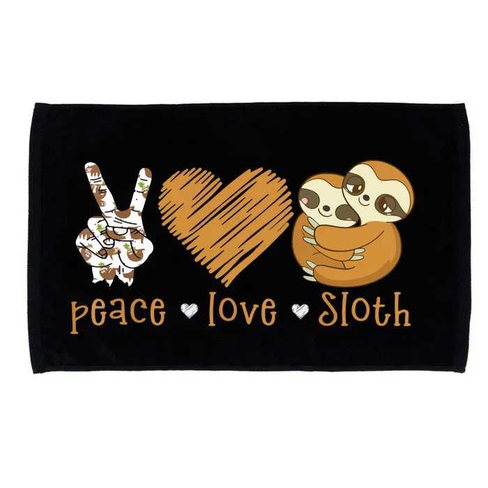 Peace Love Sloth Shirts Hand Sign Heart Sloth Lovers Microfiber Hand Towel