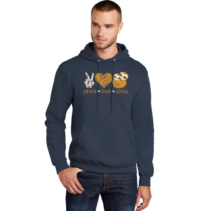 Peace Love Sloth Shirts Hand Sign Heart Sloth Lovers Hoodie