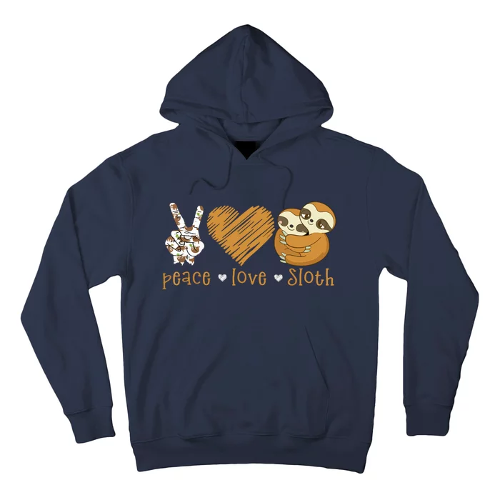 Peace Love Sloth Shirts Hand Sign Heart Sloth Lovers Hoodie