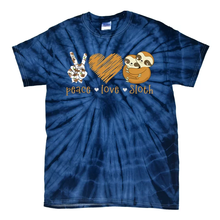 Peace Love Sloth Shirts Hand Sign Heart Sloth Lovers Tie-Dye T-Shirt