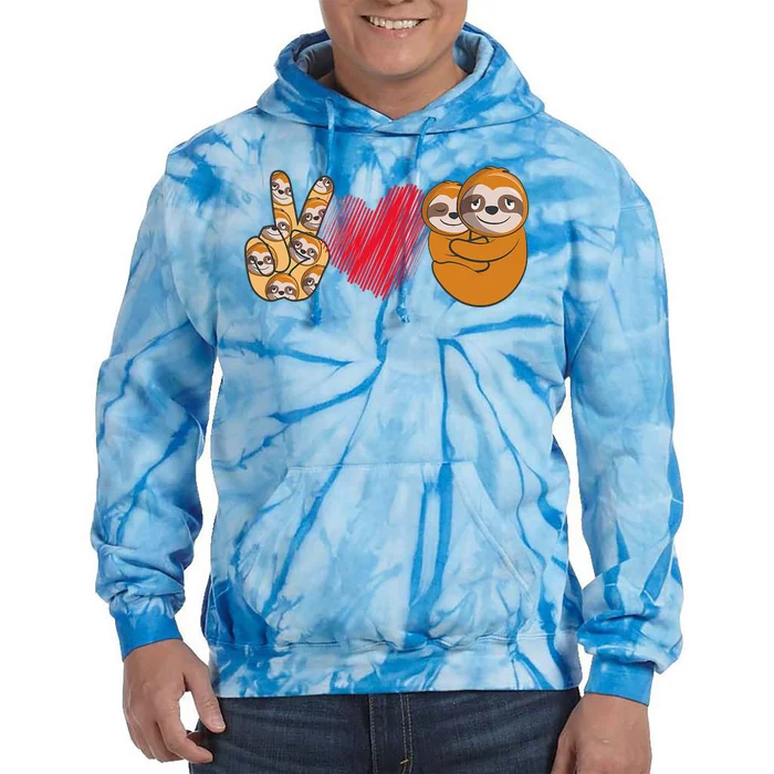 Peace Love Sloth funny Sloth Lover Tie Dye Hoodie