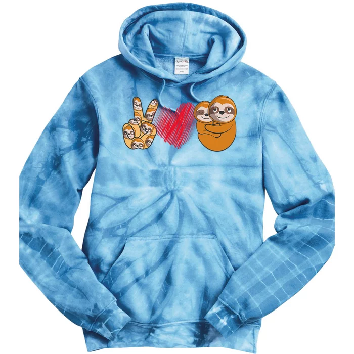 Peace Love Sloth funny Sloth Lover Tie Dye Hoodie