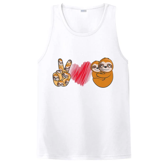 Peace Love Sloth funny Sloth Lover Performance Tank