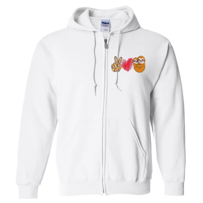 Peace Love Sloth funny Sloth Lover Full Zip Hoodie