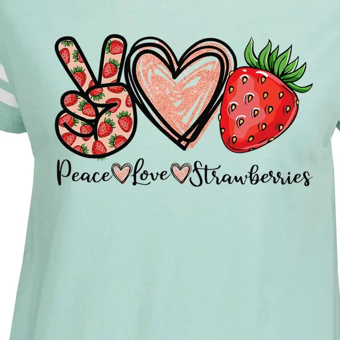 Peace Love Strawberry Farmer Strawberries Lover Berry Fruits Enza Ladies Jersey Football T-Shirt