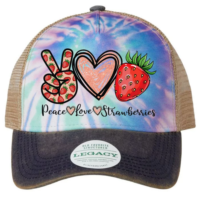 Peace Love Strawberry Farmer Strawberries Lover Berry Fruits Legacy Tie Dye Trucker Hat